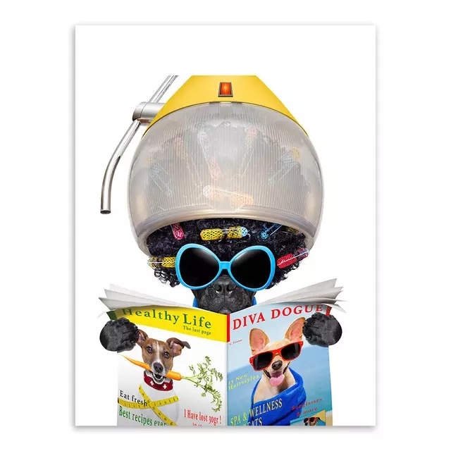 Poster - Hund liest Buch