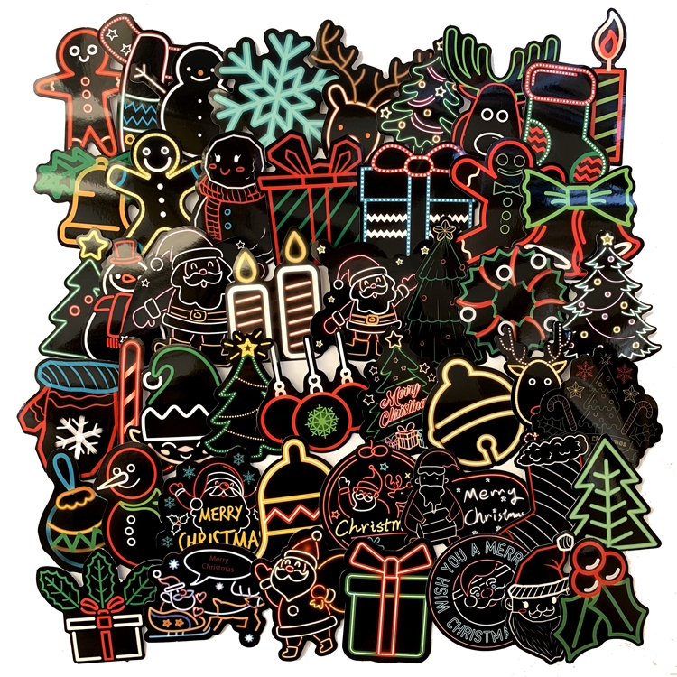 Aufkleber - Weihnachten / Neon / 50 Stück