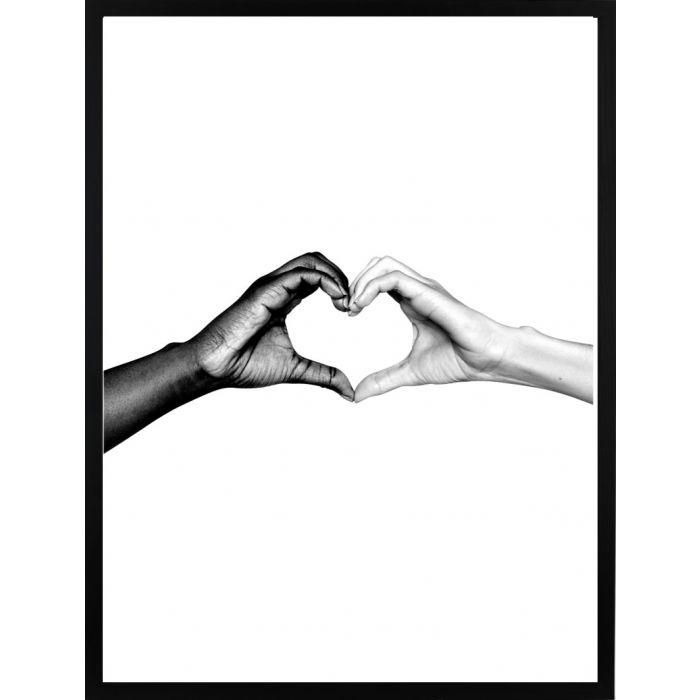 Poster - B&W Hände Herz / Flach verpackt