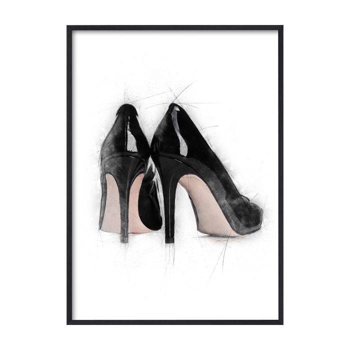 Poster - Schwarze High Heels / Flach verpackt