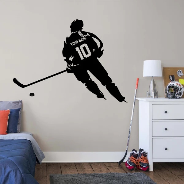 Wandsticker - Hockey Girl Player / Personalisierter Name und Nummer / 02