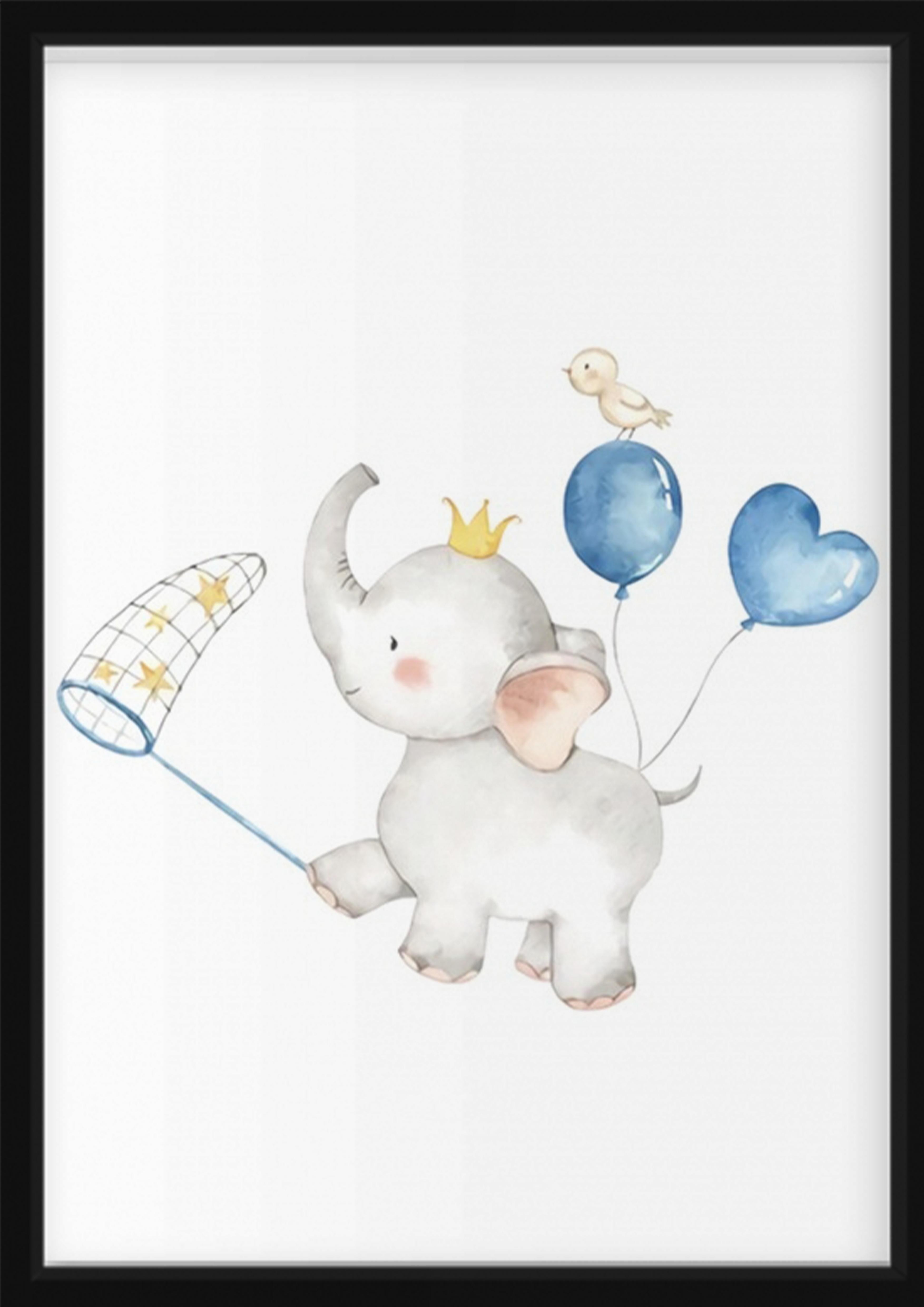 Poster - Elefant mit Luftballons und Fangsternen