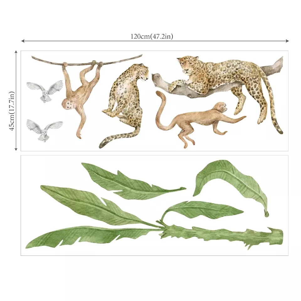 Wandtattoo - Leopard und Affe