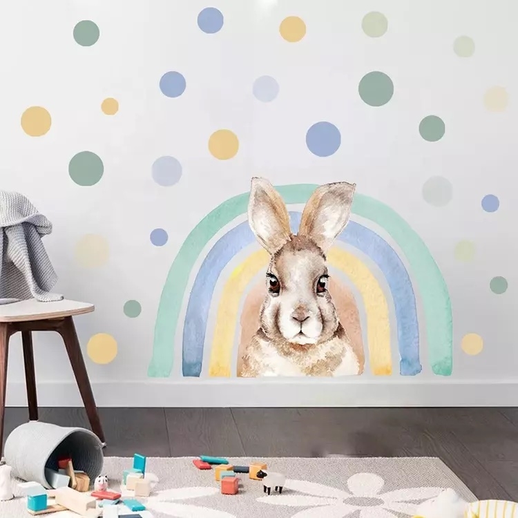 Wandtattoo - Regenbogen und Hase