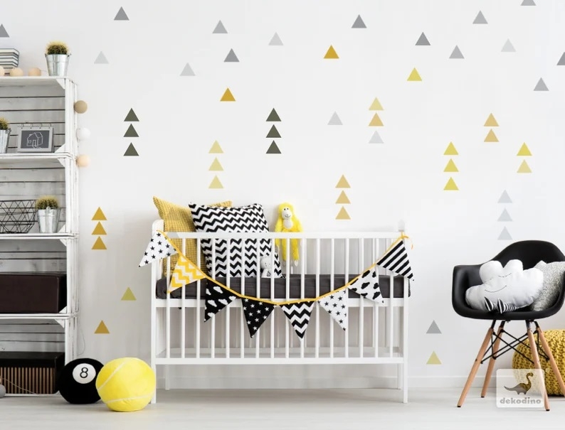 Wandtattoo - Gelbe und Graue Dreiecke