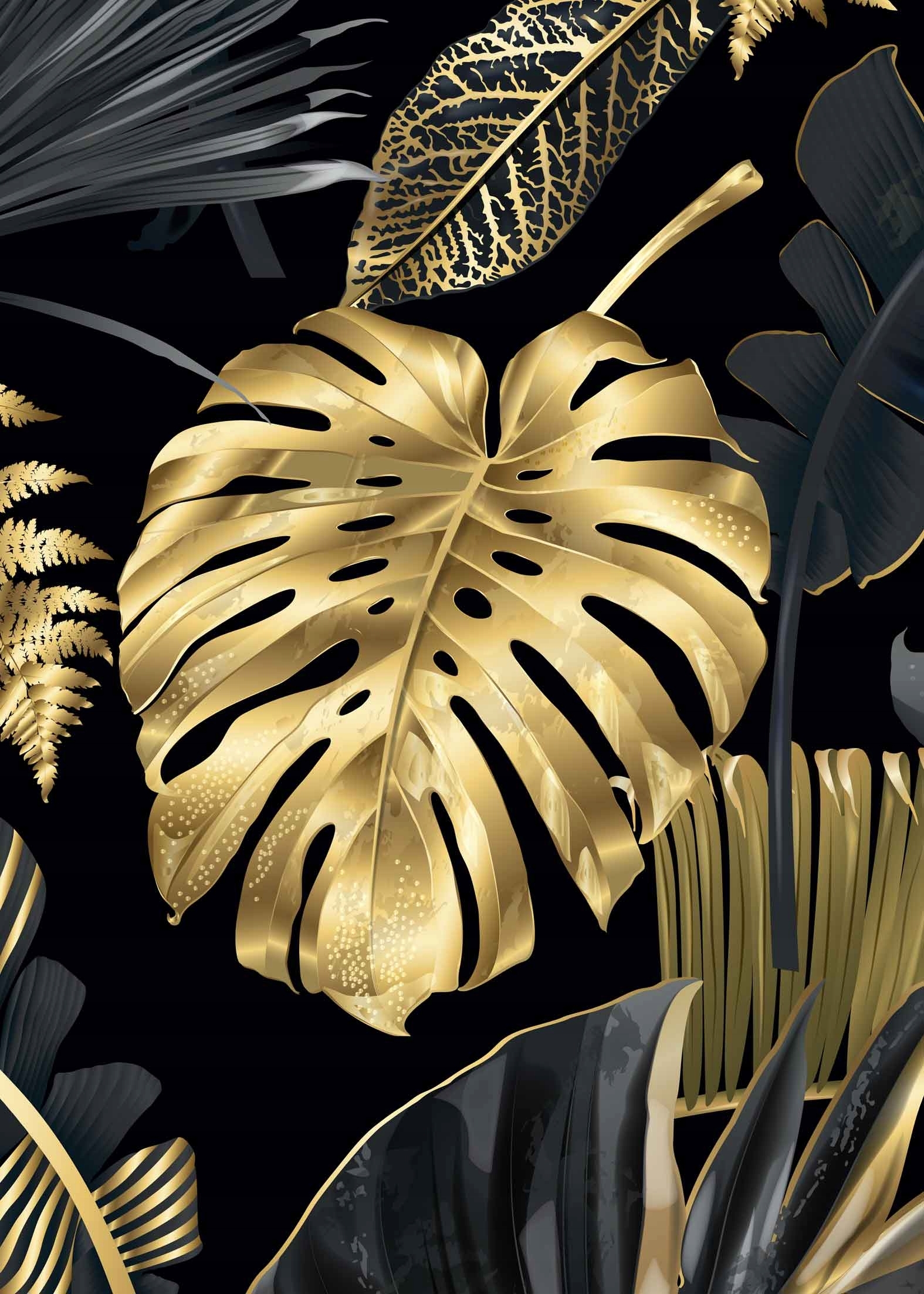 Poster - Monstera-Blatt / Gold