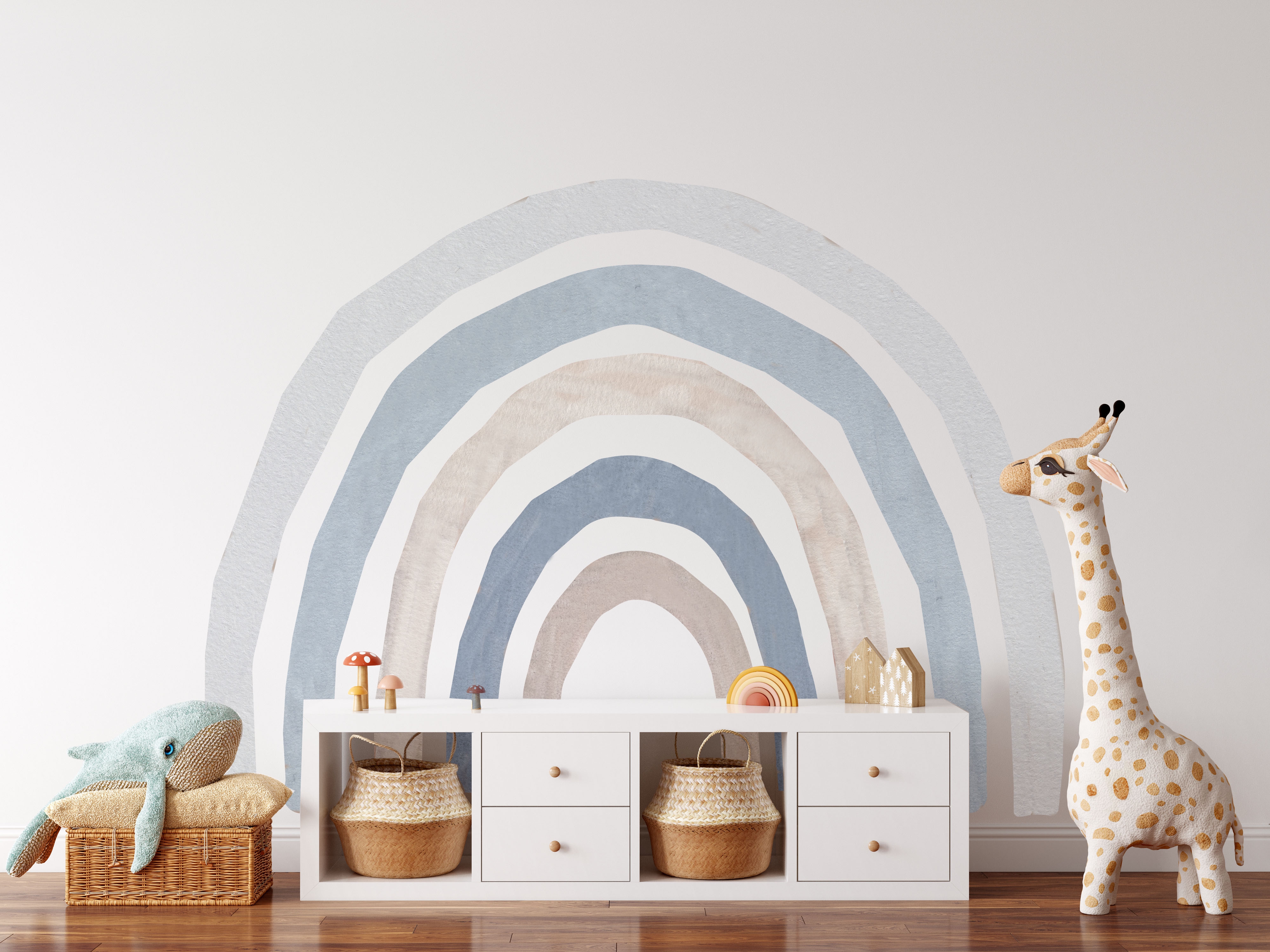 WANDTATTOO - Mega-Regenbogen blaues Aquarell