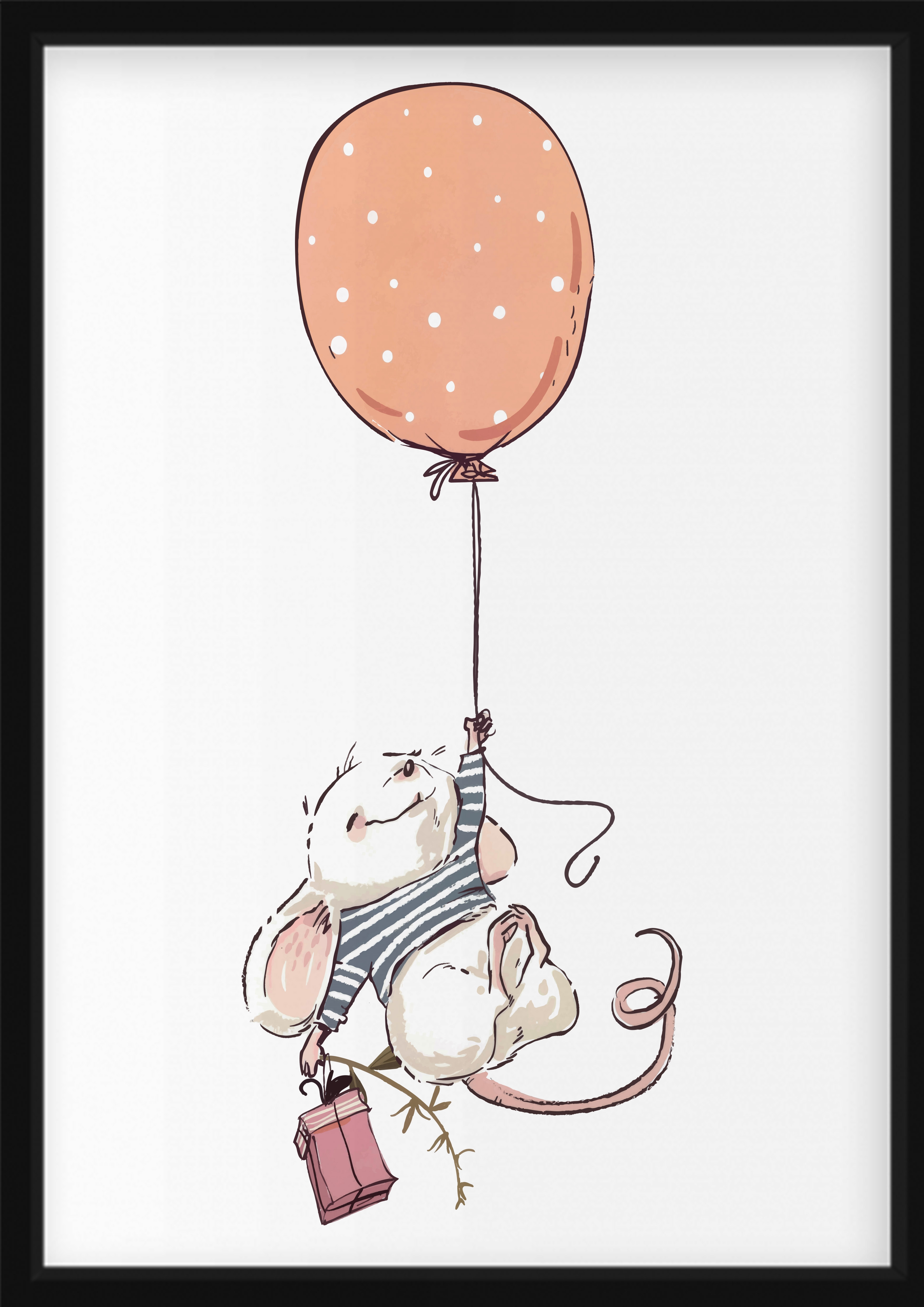 Poster - Maus mit Ballon und Paket