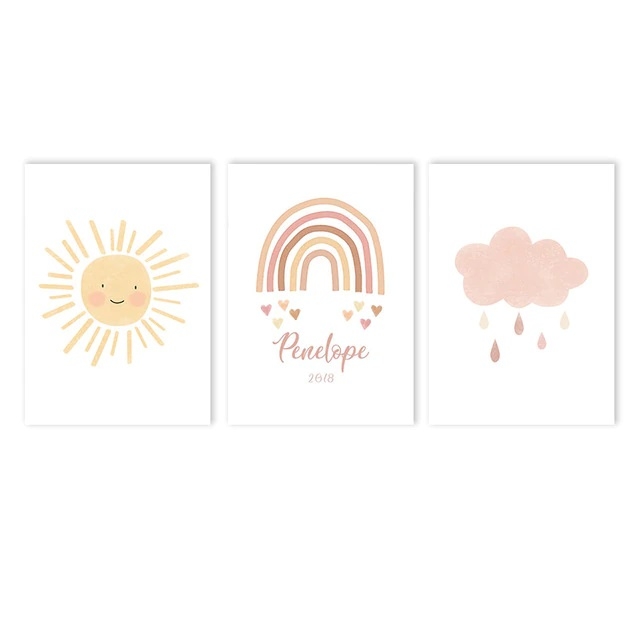 Poster - Abstrakte Kunst / Benutzerdefinierter Text und Datum / 3er-Set