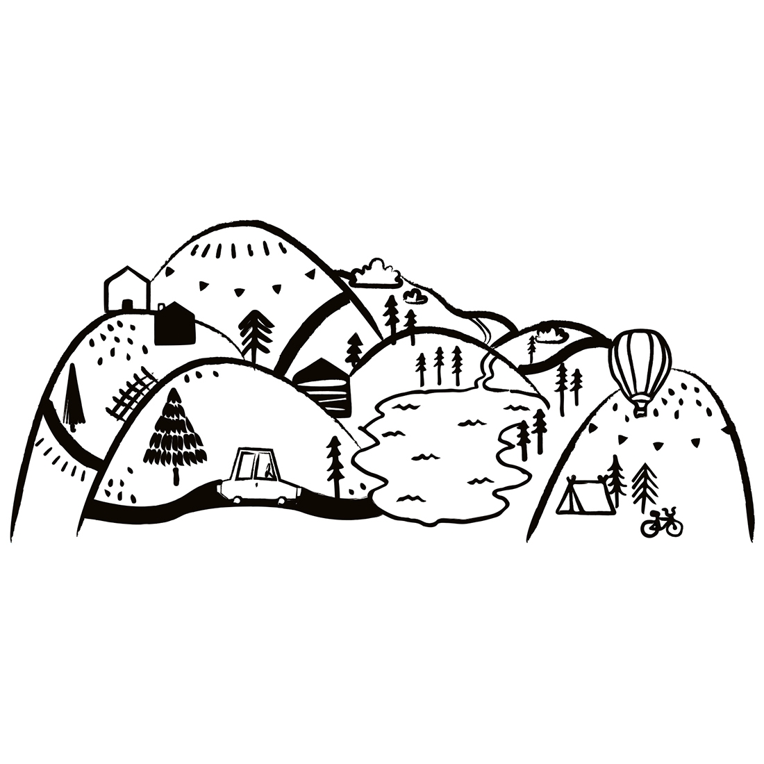 Wandtattoo - Berge / Schwarz