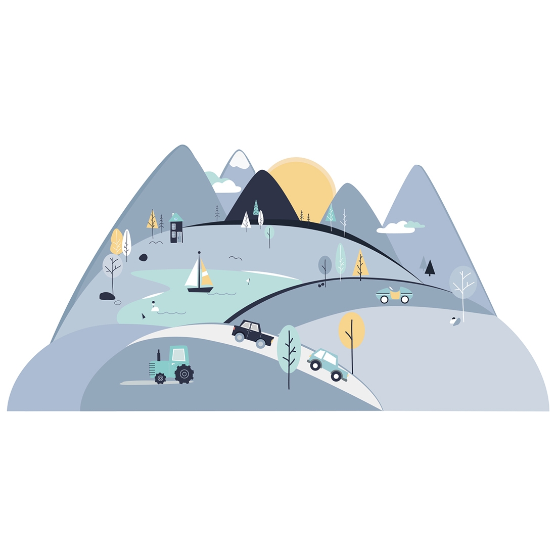 Wandtattoo - Berge / Blau