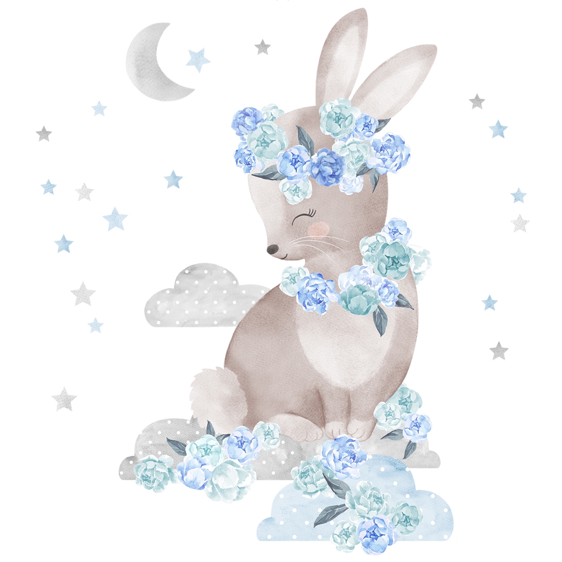 Wandtattoo - Hase / Blau