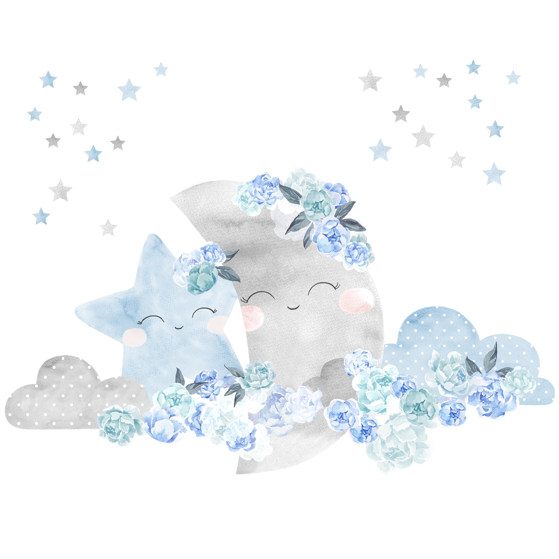 Wandtattoo - Mond / Blau