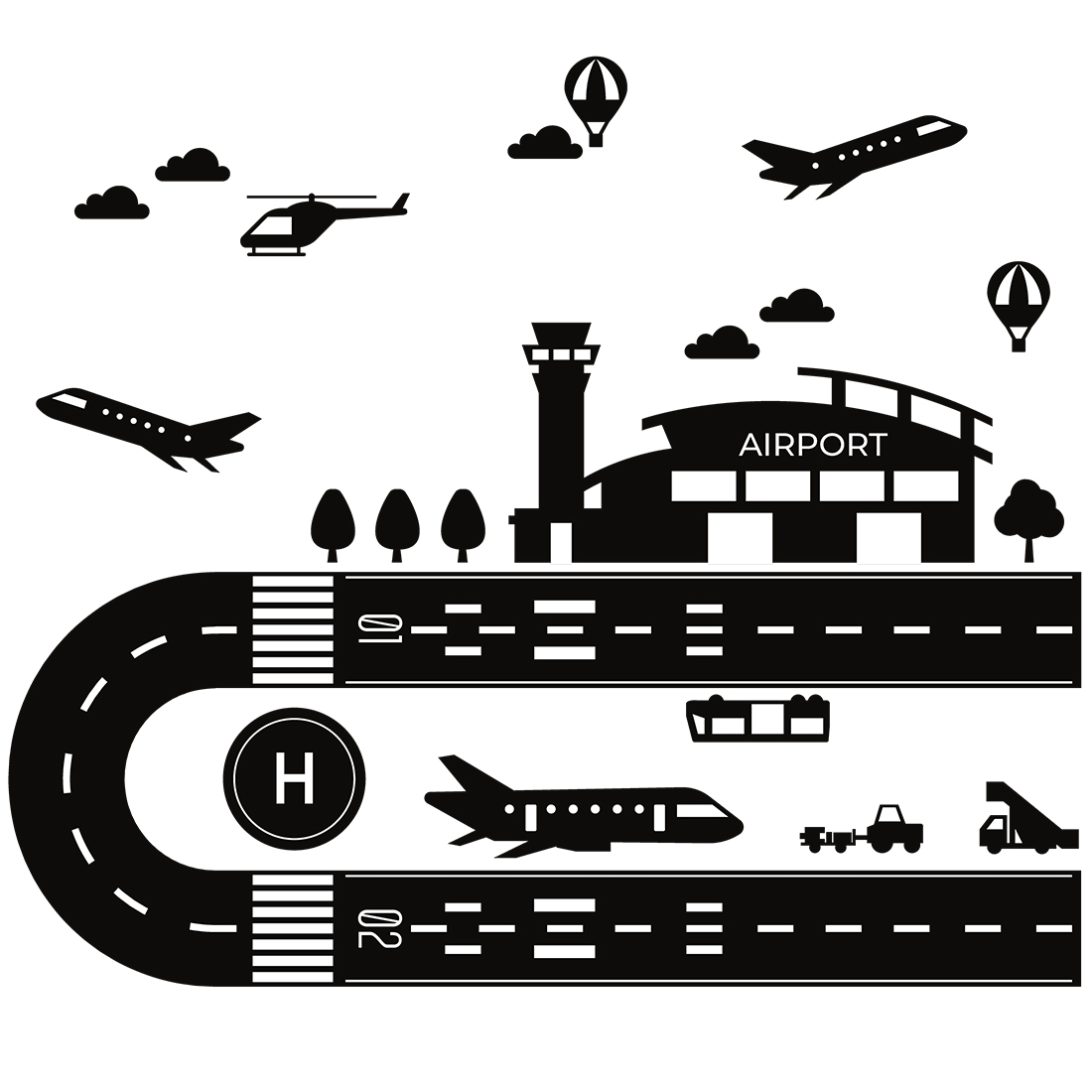 Bodenaufkleber - Flughafen