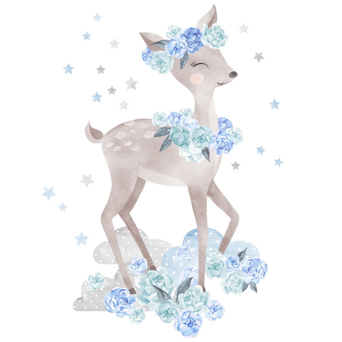 Wandtattoo - Reh / Blau