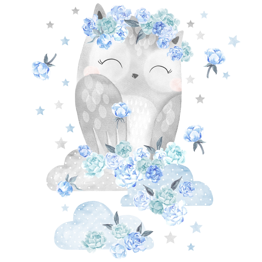 Wandtattoo - Eule / Blau