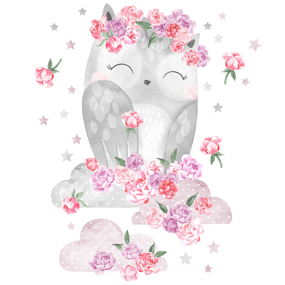 Wandtattoo - Eule / Rosa