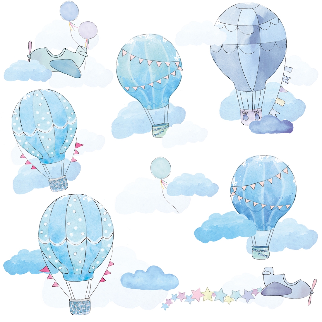 Wandtattoo - Luftballons / Blau