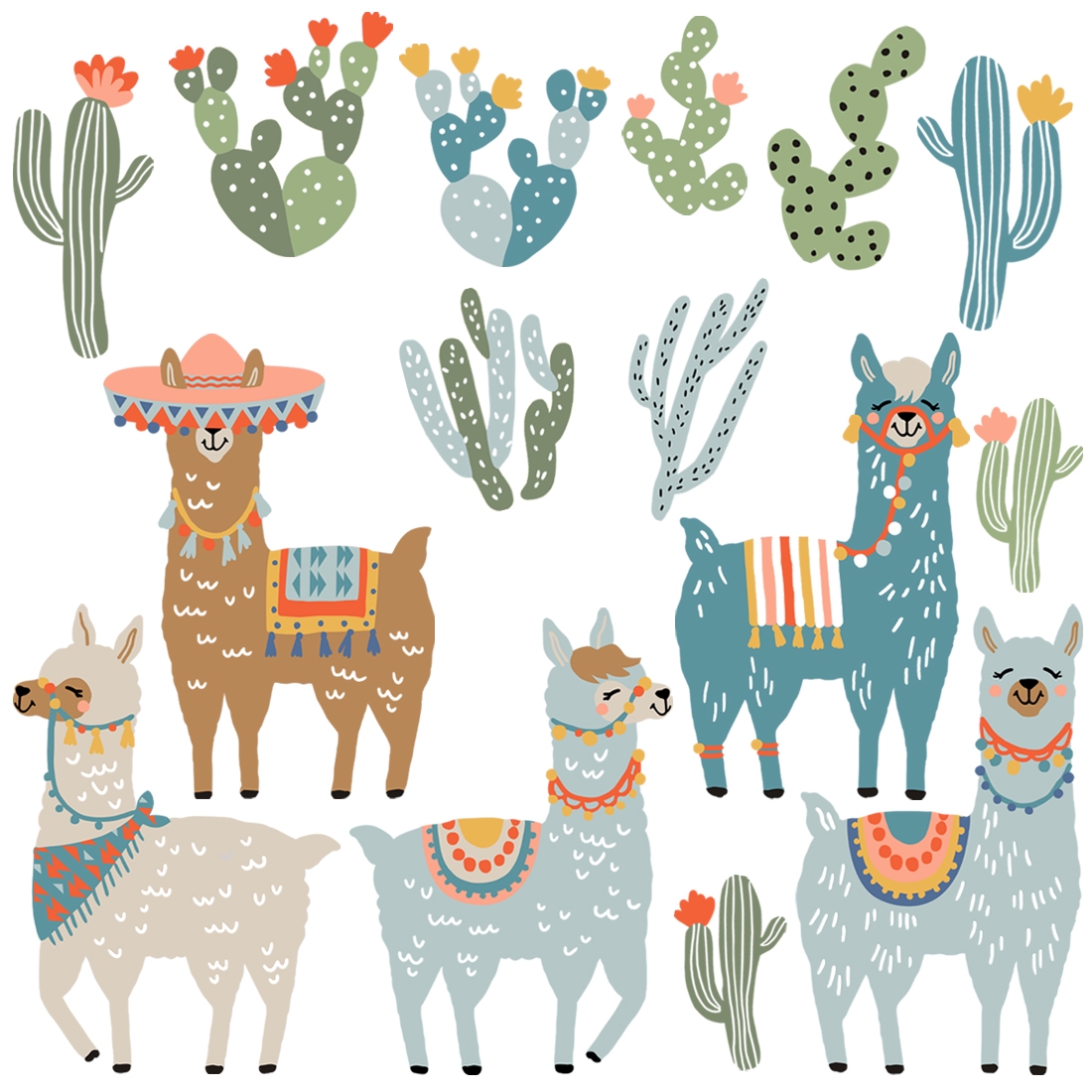 Wandtattoo - Lamas / Braun