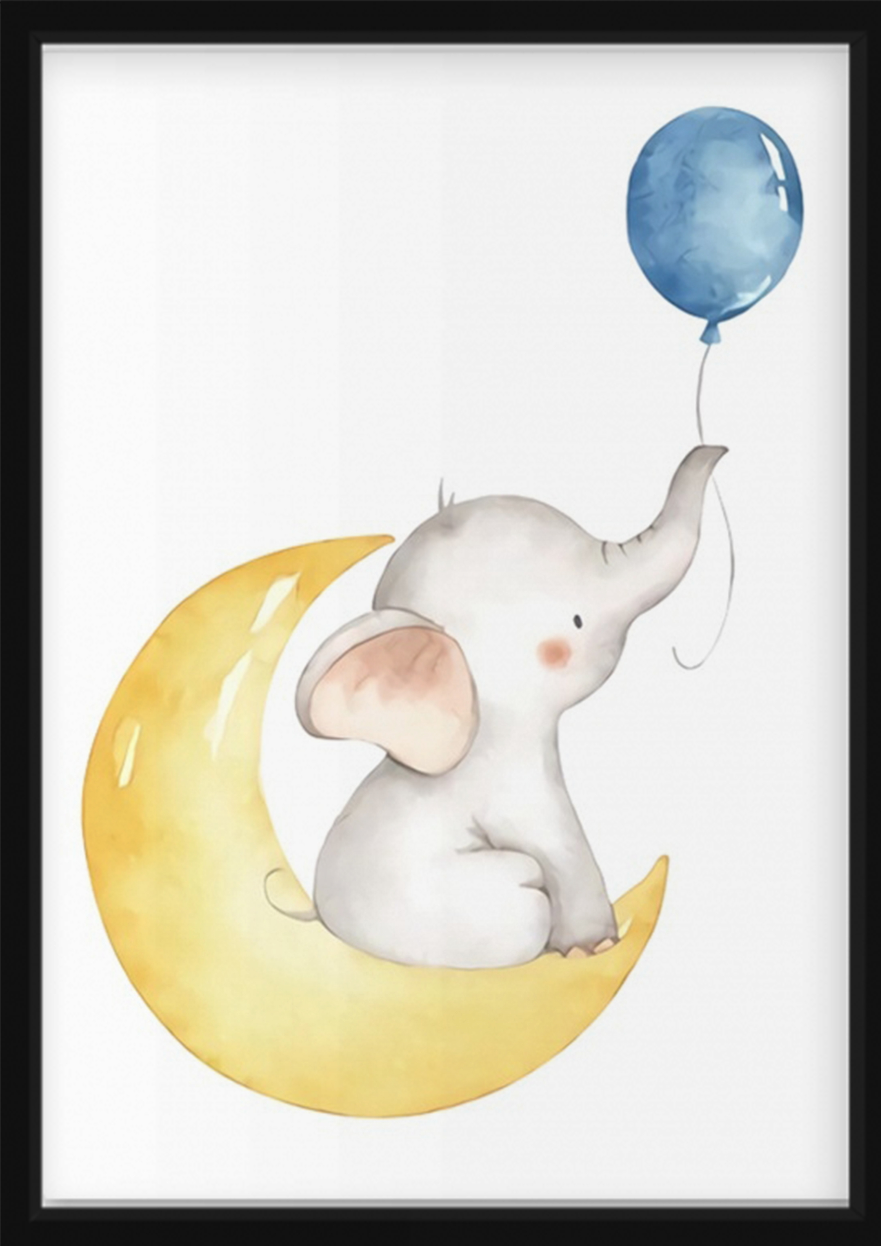 Poster - Elefant mit Ballon im Mond