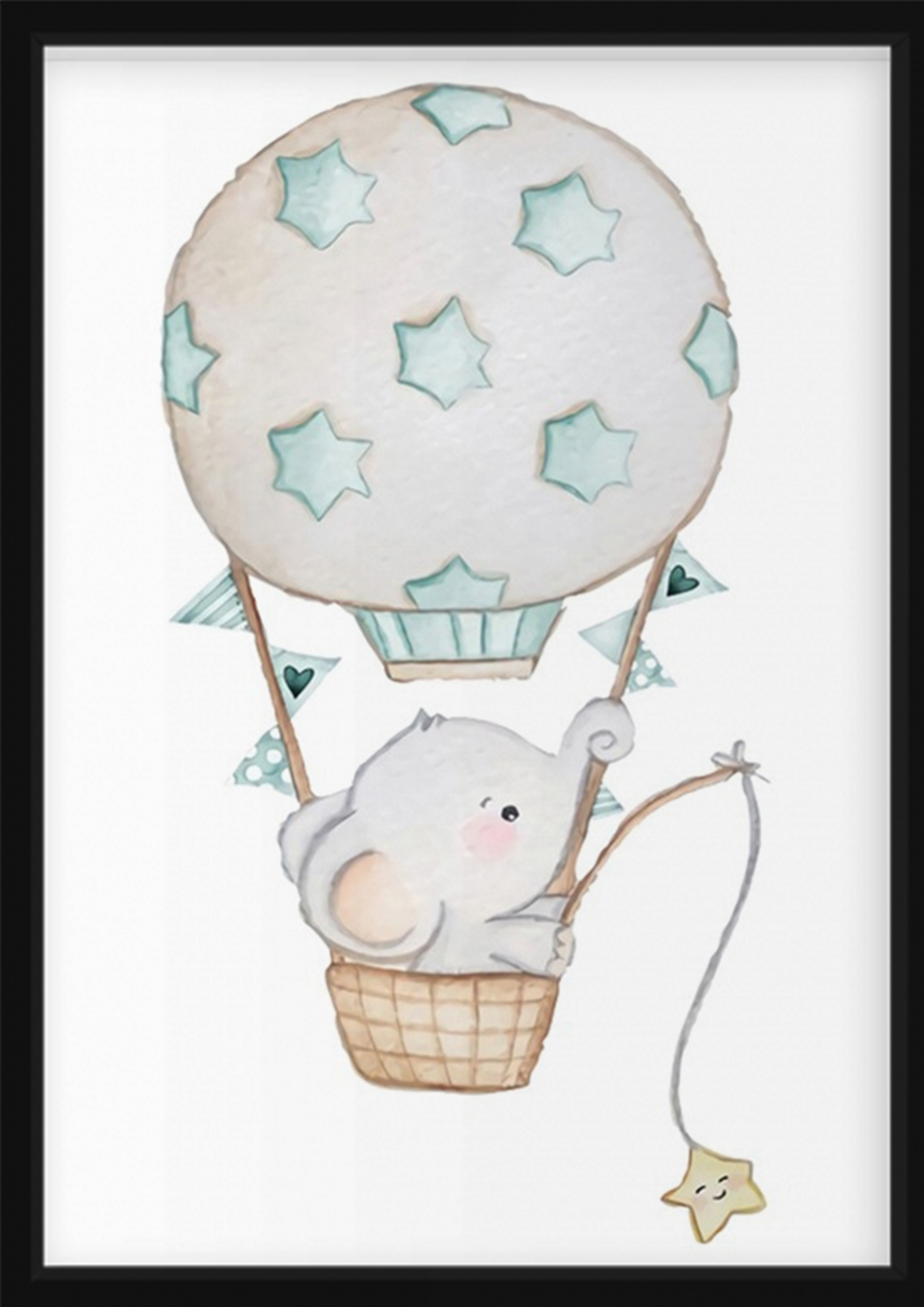 Poster - Elefant im Heißluftballon