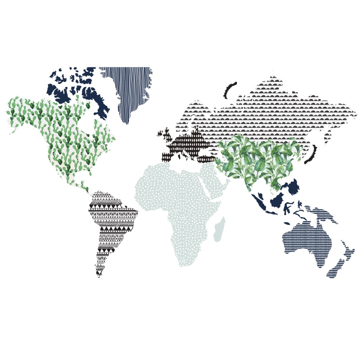 Wandtattoo - Karte mit Mustern