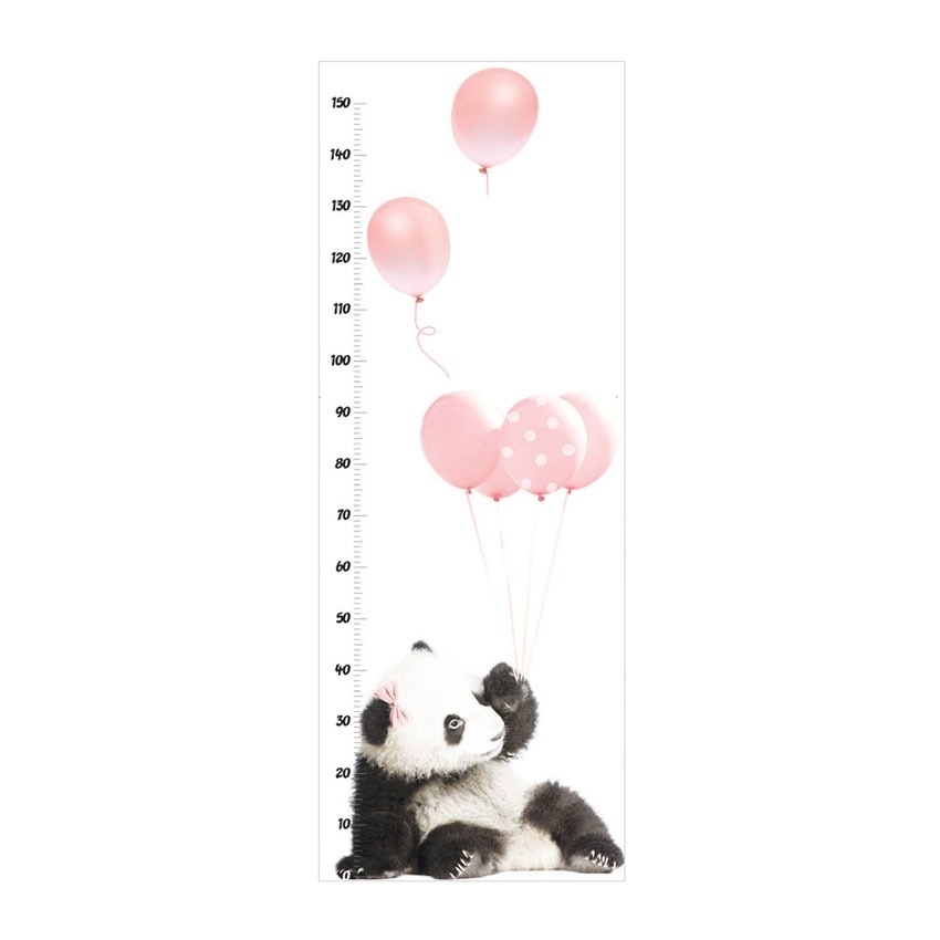 Wandtattoo - Panda mit rosa Luftballons / Höhenmaß