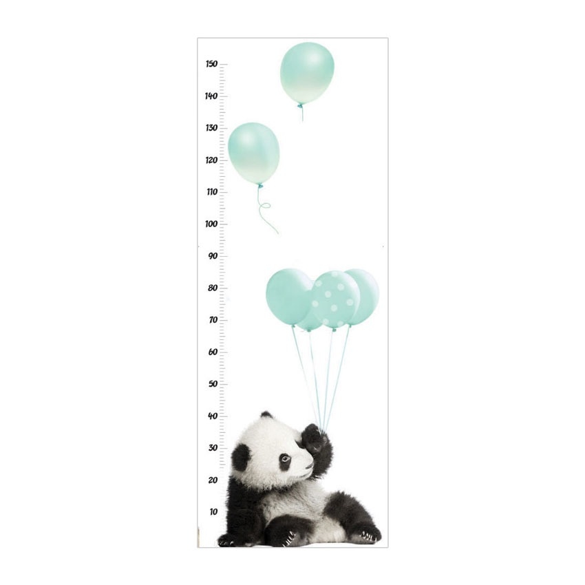 Wandtattoo - Panda mit mintfarbenen Luftballons / Höhenmaß