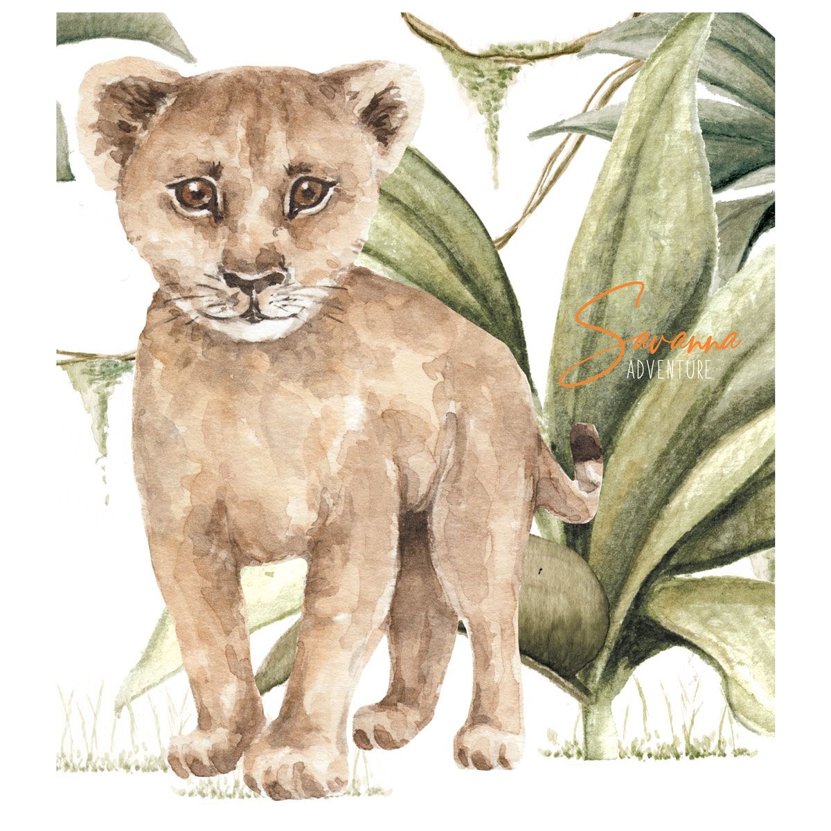 Wandtattoo - Kleiner Löwe Savannen-Abenteuer