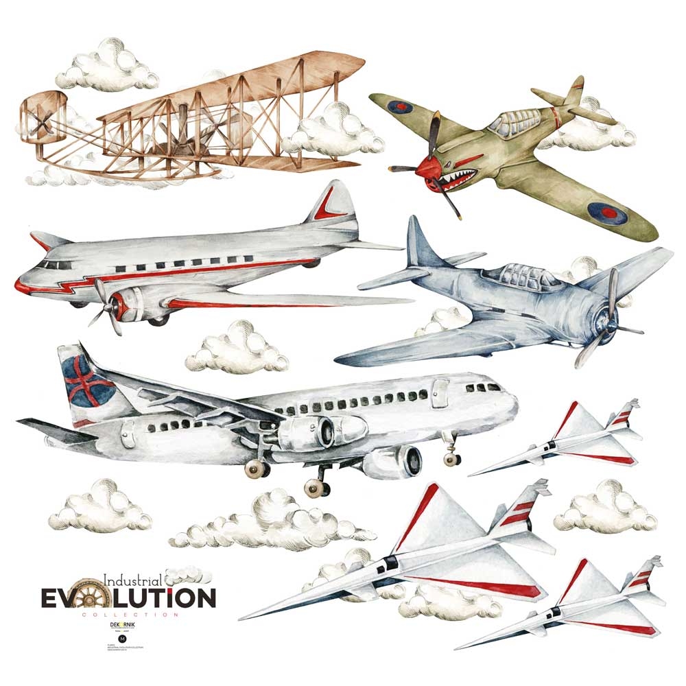 Wandtattoo - Geschichte der Flugzeuge/ Industrielle Evolution