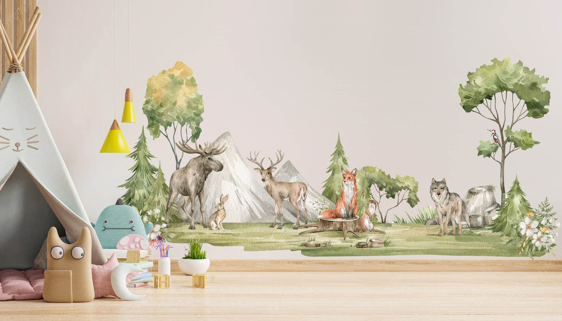 Wandtattoo - Bäume und Tiere