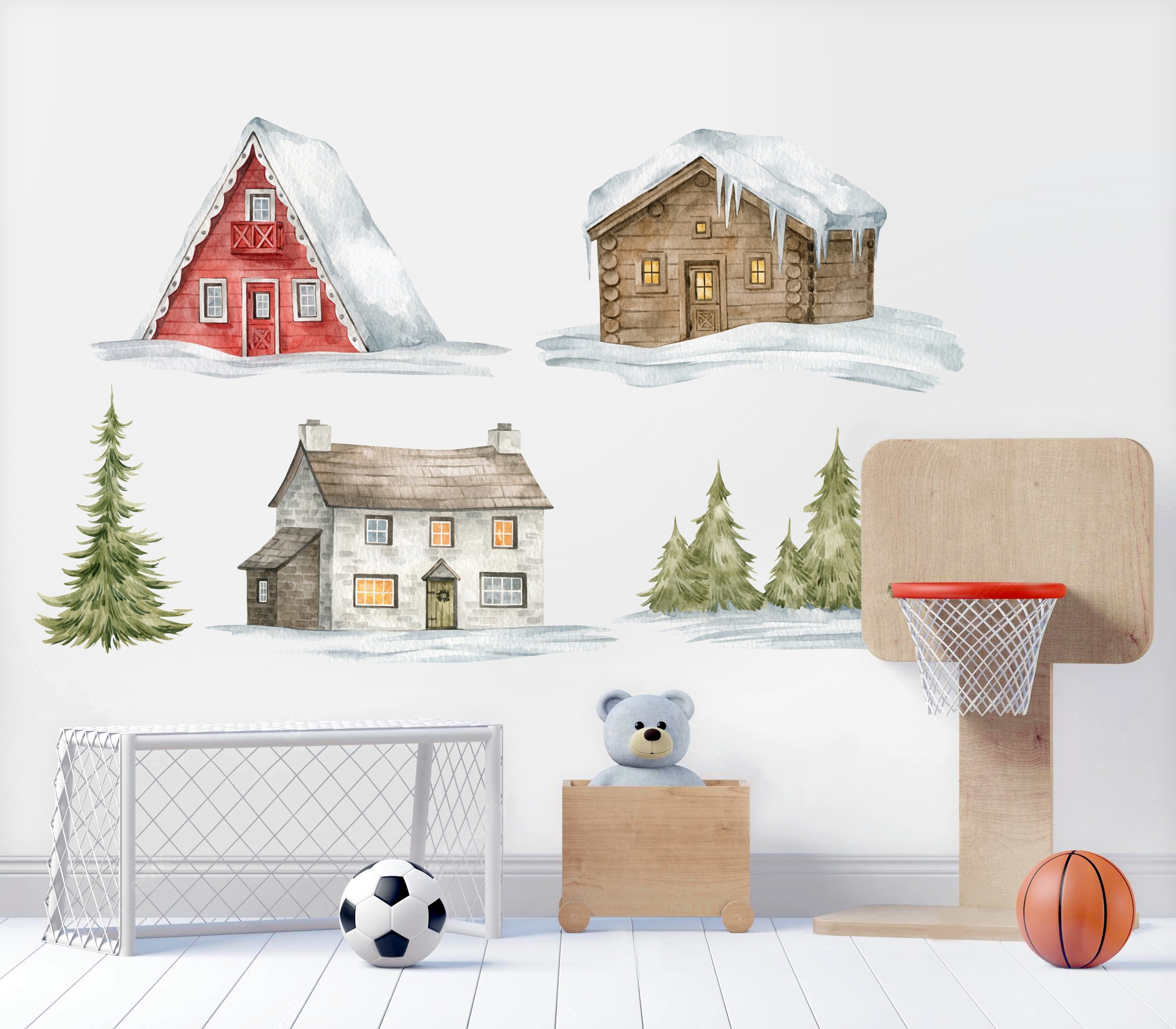 Wandtattoo - Schnee und Häuser
