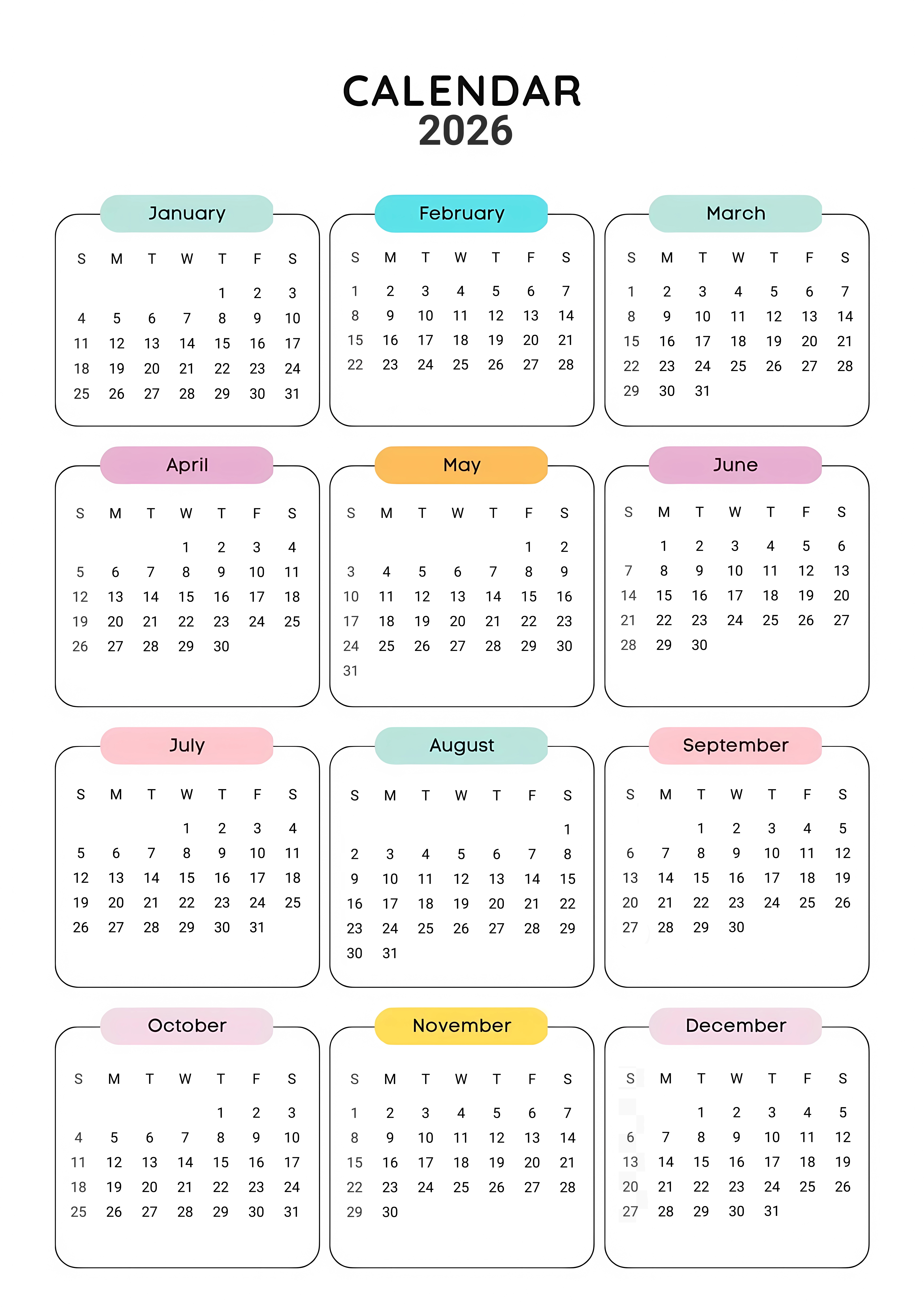 Poster - 2026 Kalender