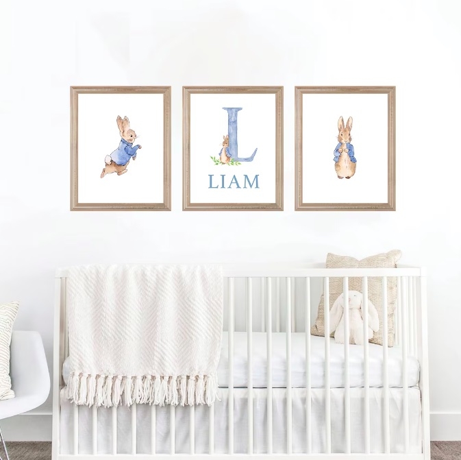 Poster - Kaninchen / Blau / Personalisiert / 3er-Set