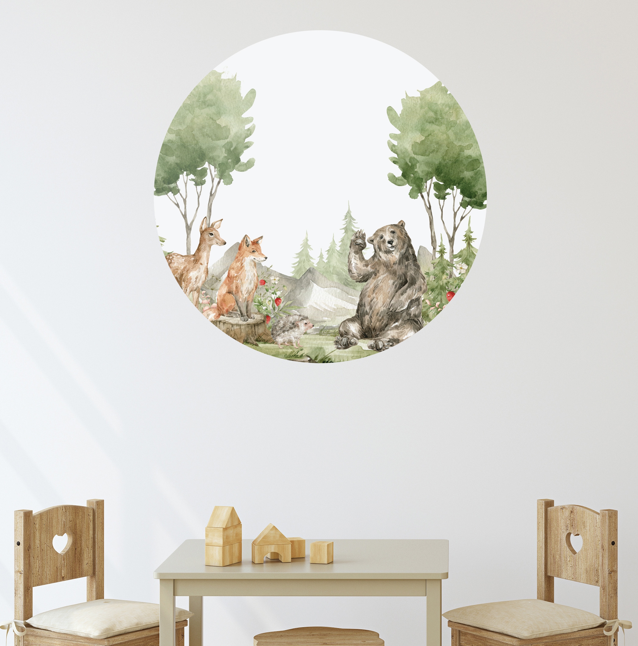 WANDTATTOO - RUNDE - WALDTIERE