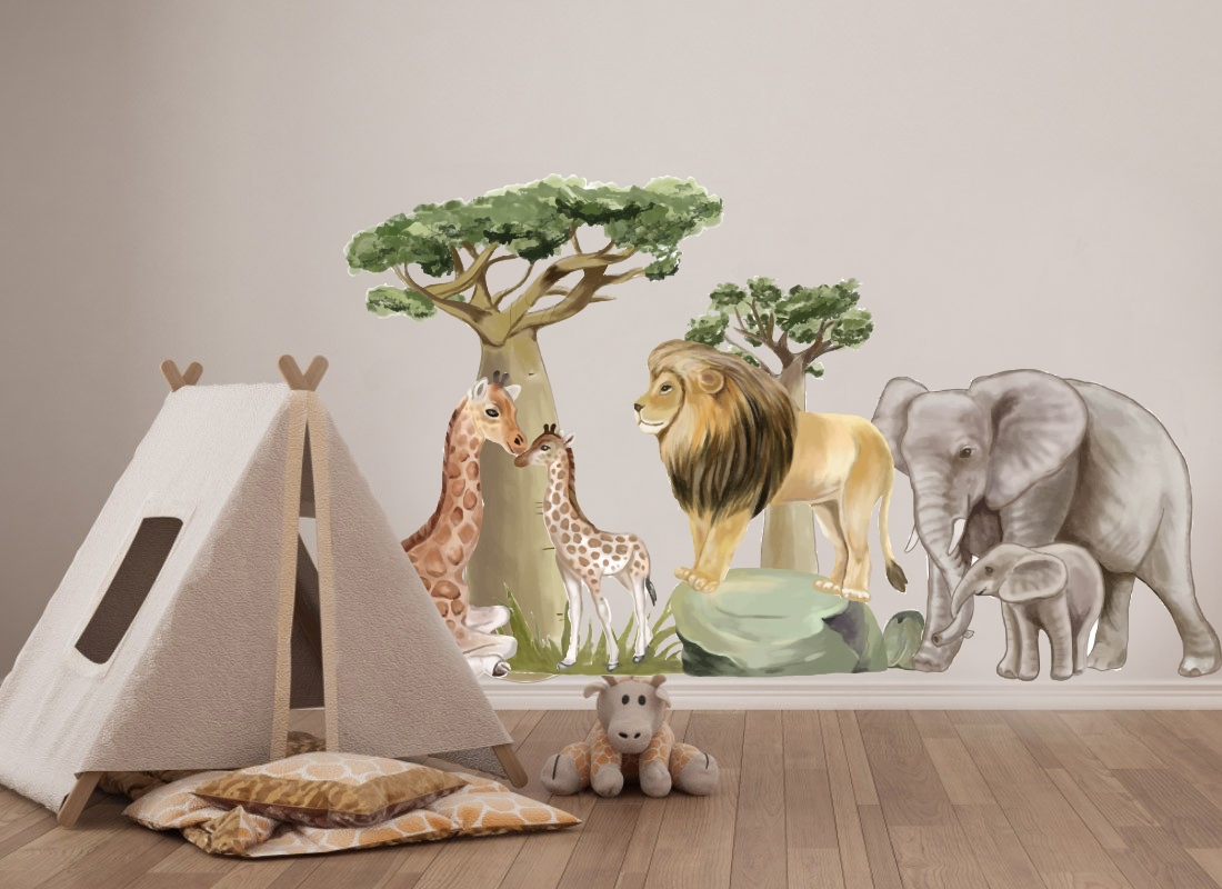 Wandtattoo - Savanne-Safari-Tiere