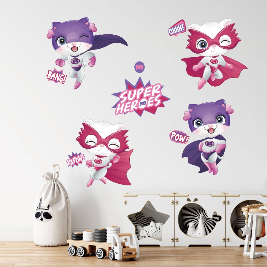 Wandtattoo - Katze / Superheld