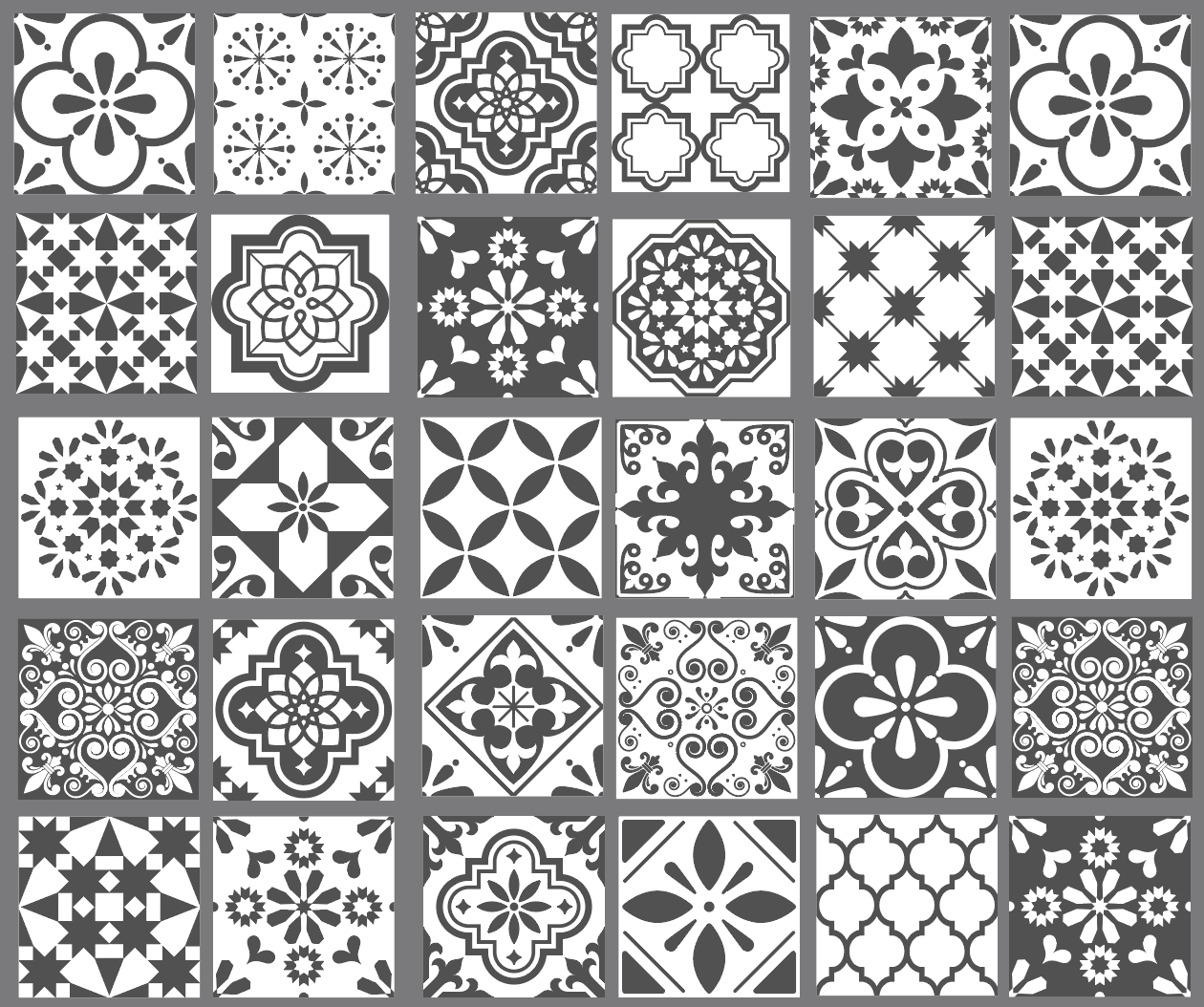 Wandtattoo - 24 Fliesenaufkleber / Muster 030