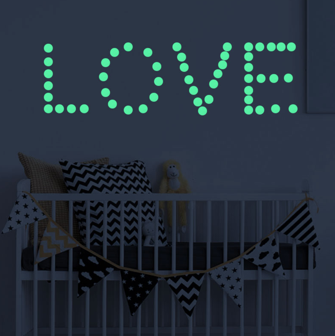 Wandtattoo - Sterne Mond und Punkte / 435 Stück / Leuchten im Dunkeln