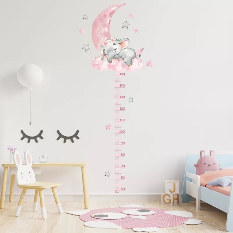 Wandtattoo - Höhenmaß / Schlafender Elefant