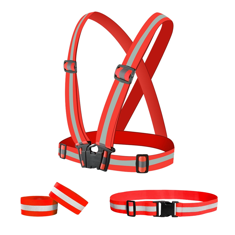 Reflektorweste mit Bändern / Rot