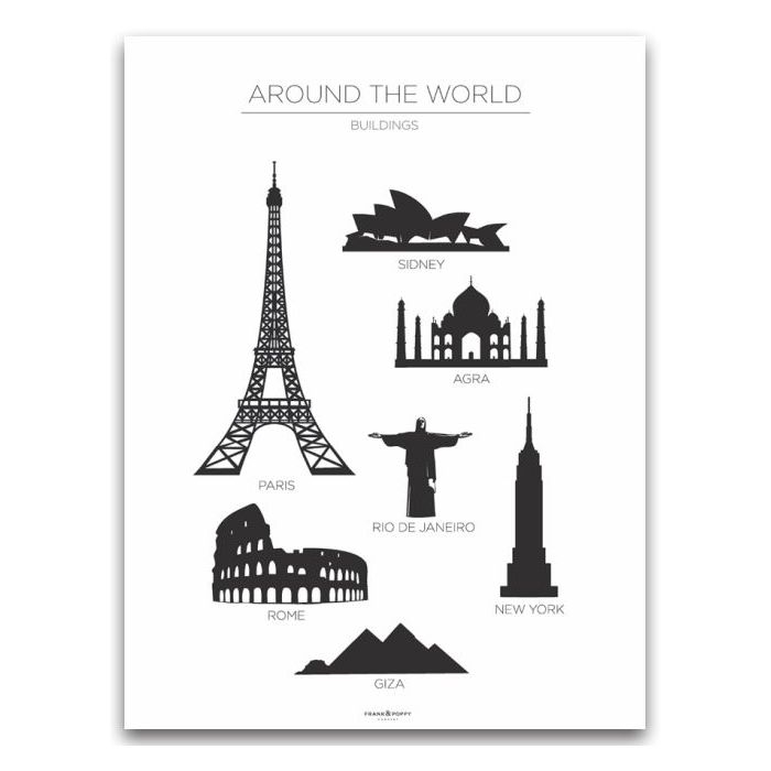 Poster - Berühmte Gebäude / Weiß