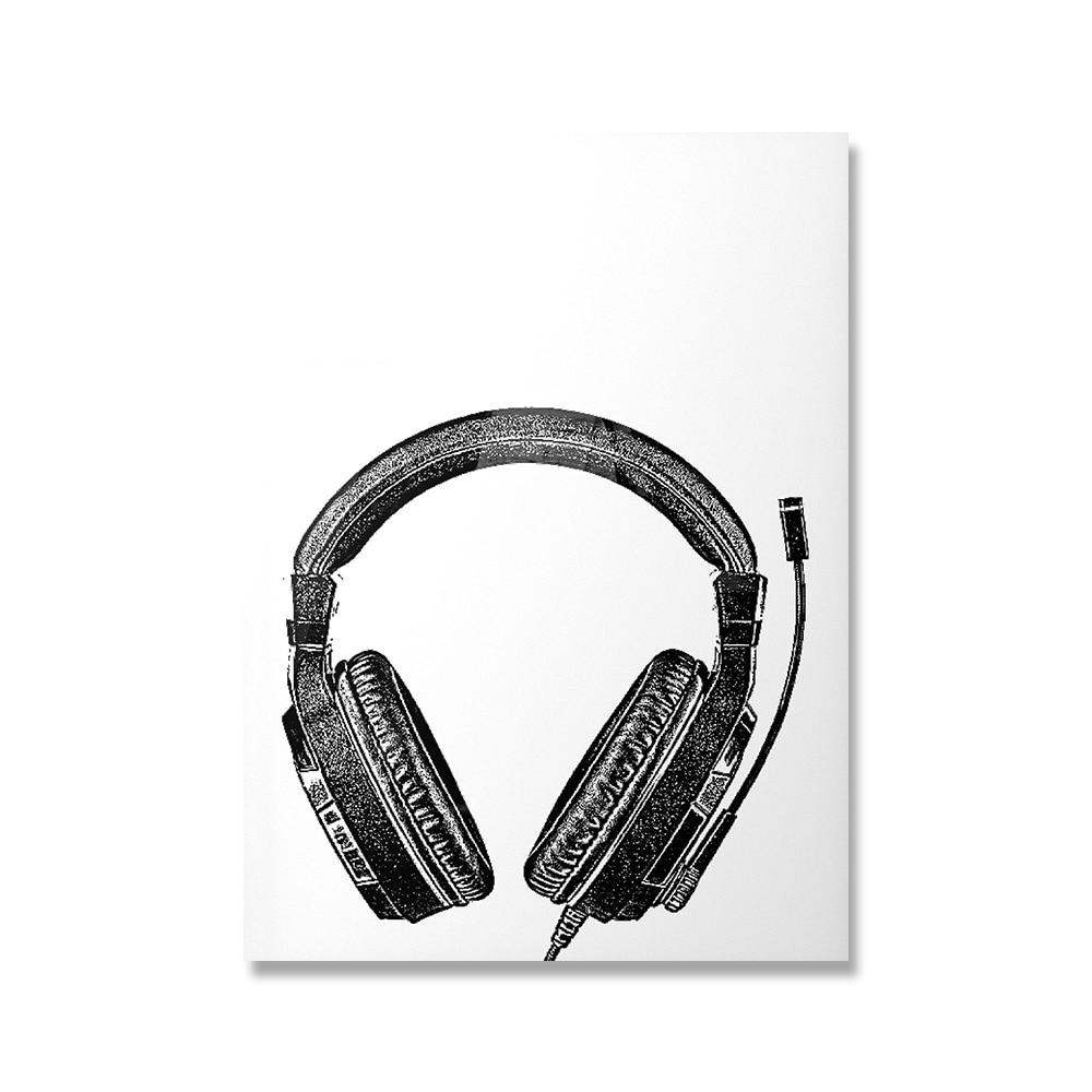 Poster - Kopfhörer / Schwarz und Weiß